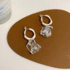 Geometric Hoop Earring 1 Pair - White & Transparent - One Size