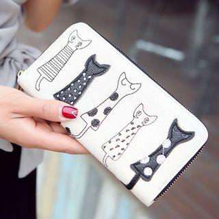 Cat Embroidered Long Wallet
