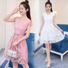 Cap-sleeve Tulle A-line Dress