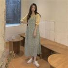 Short-sleeve Blouse / Spaghetti Strap Floral Dress