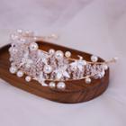 Faux Pearl Faux Crystal Headband White & Gold - One Size