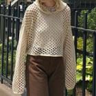 Long Sleeve Crochet Loose-fit Knit Top