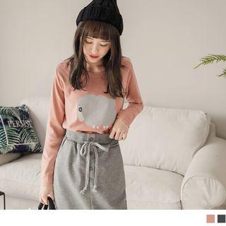 Long Sleeve Sheep Print T-shirt