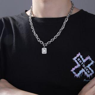 Chunky Chain Rhinestone Necklace Necklace - Silver - One Size
