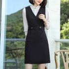 Set: 3/4 Sleeve Blouse + Sleeveless Mini Sheath Dress