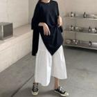 Plain Elbow-sleeve T-shirt / Midi A-line Skirt