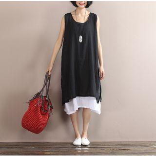 Layered Sleeveless Midi Dress