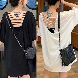 Open-back V-neck Oversize Top