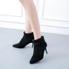 Knit Panel High Heel Ankle Boots