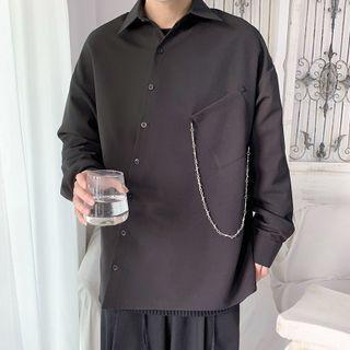 Long-sleeve Asymmetrical Button-up Shirt