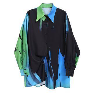 Tie Dye Shirt Green & Blue & Black - One Size