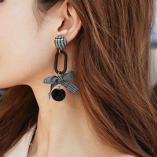 Fabric Bow Bobble Dangle Earring