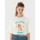 Bunny-printed Cotton T-shirt White - One Size