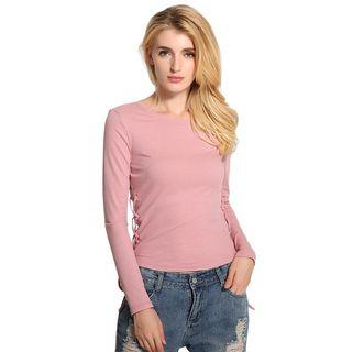 Plain Long-sleeve Knit T-shirt