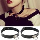 Ring Detail Faux-leather Choker