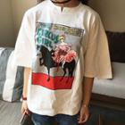 Printed Elbow Sleeve T-shirt