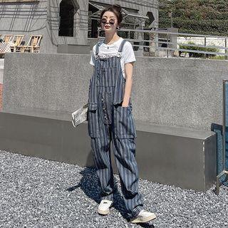 Striped Jumper Pants / Short-sleeve T-shirt / Set