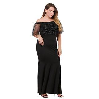 Plus Size Off-shoulder Ruffled Bodycon Dress