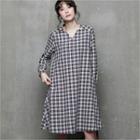 V-neck Plaid A-line Dress