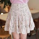 Inset Shorts Floral Tiered Miniskirt