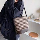 Houndstooth Faux Leather Bucket Bag