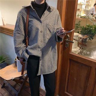 Houndstooth Shirt Jacket As Shown In Figure - One Size