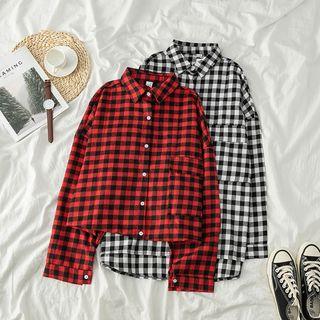 Long-sleeve Gingham Button-down Shirt