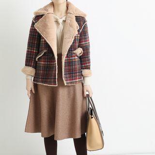 Plaid Notch Lapel Double-breasted Jacket