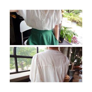 Puff-sleeve Laced Blouse