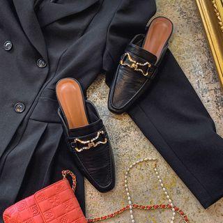 Metal-accent Backless Loafers