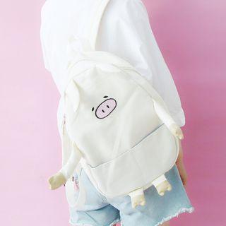 Pig Print Canvas Backpack