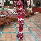 Long-sleeve Patterned Cutout Maxi Bodycon Dress