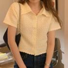 Short-sleeve Textured Shirt Light Yellow - One Size