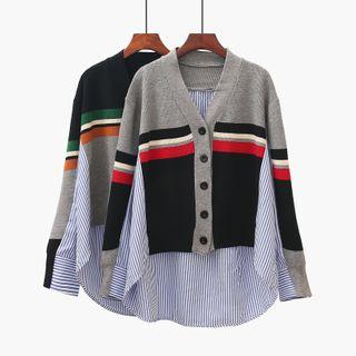 Mock Two-piece Striped Cardigan