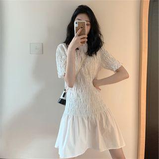 Short Sleeve Ruched Panel A-line Dress