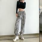 Zebra Print Sweatpants Black - One Size