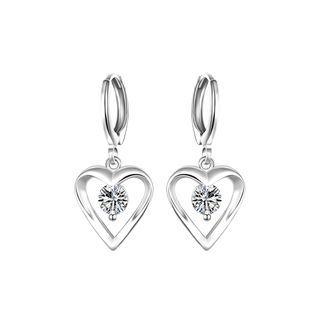 Simple Romantic Heart Shaped Cubic Zircon Earrings Silver - One Size