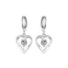 Simple Romantic Heart Shaped Cubic Zircon Earrings Silver - One Size