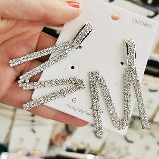 Rhinestone Letter M Dangle Earring 1 Pair - As Shown In Figure - One Size