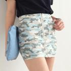 Side-zip Camouflage Pencil Skirt