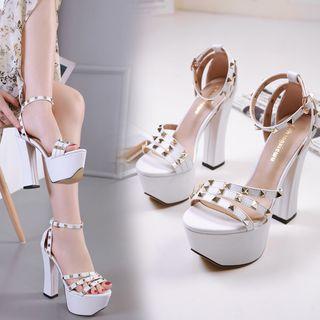 Studded Platform Chunky Heel Sandals