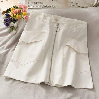 High-waist Zipper Cargo Mini Skirt
