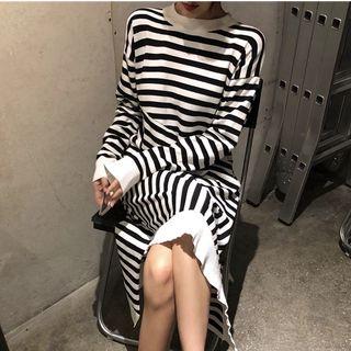 Striped Asymmetrical Knit Dress