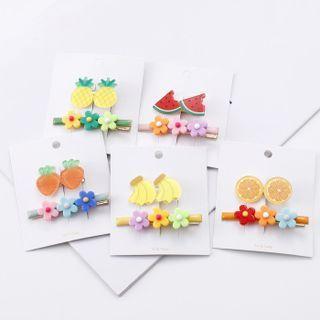Set Of 2: Fruit / Flower Plastic Hair Clip