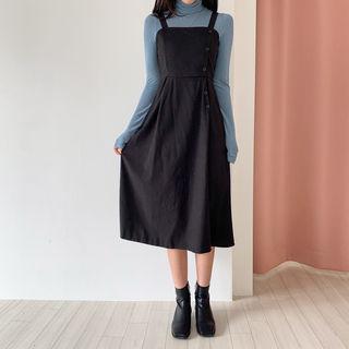 Smocked-back Pinafore Dress