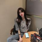 Print Leopard Short-sleeve Top As Shown In Figure - One Size