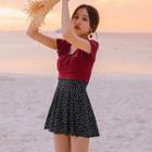 Front Tie Knot Two Tone Swimdress