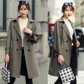 Tie-beck Double-breasted Trench Coat