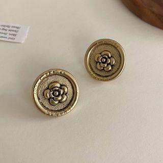 Alloy Flower Earring 1 Pair - Dark Gold - One Size
