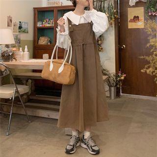 Midi A-line Overall Dress / Bell-sleeve Shirt